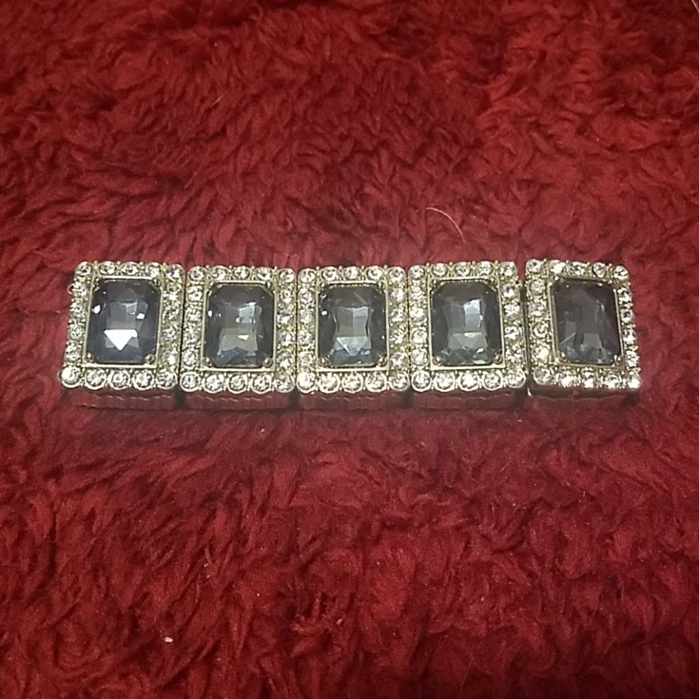 Black and grey diamond stretchy bracelet